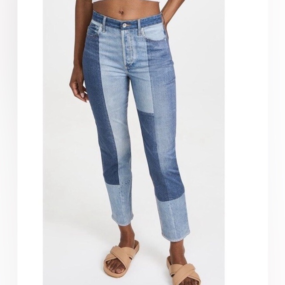 Rag & Bone Stretch Miramar Nina Cigarette Byron Patch Work Jeans in Blue Size 30